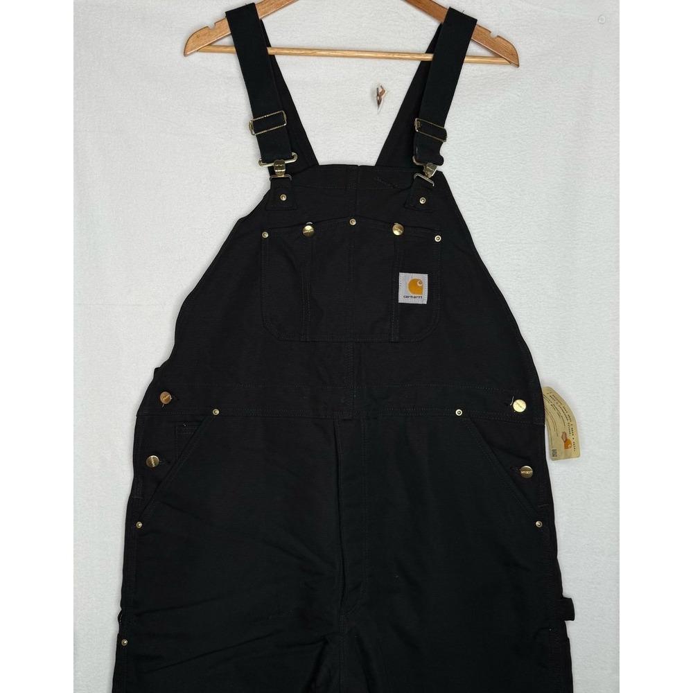 NWT Carhartt R02 Black Duck Bib Overalls 42x28 Made USA Workwear Mens Utility